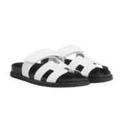 Hermes Chypre Sandals - White Palladium Hardware - Image 2