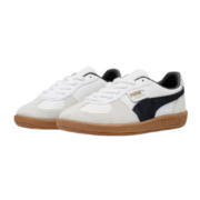 PUMA Palermo Leather Trainers in White & Black - Image 3
