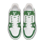 Louis Vuitton Trainer Green Monogram Denim White - Image 3