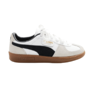PUMA Palermo Leather Trainers in White & Black