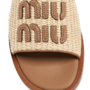 Miu Miu Logo Slipper Natural - Image 4