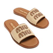 Miu Miu Logo Slipper Natural - Image 3
