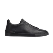 ZEGNA BLACK DEERSKIN TRIPLE STITCH™ SNEAKERS Black