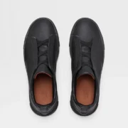 ZEGNA BLACK DEERSKIN TRIPLE STITCH™ SNEAKERS Black - Image 3