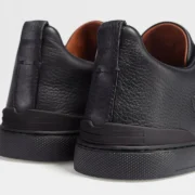 ZEGNA BLACK DEERSKIN TRIPLE STITCH™ SNEAKERS Black - Image 5