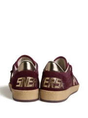 Golden Goose Ball Star Trainers In Burgundy - Image 4