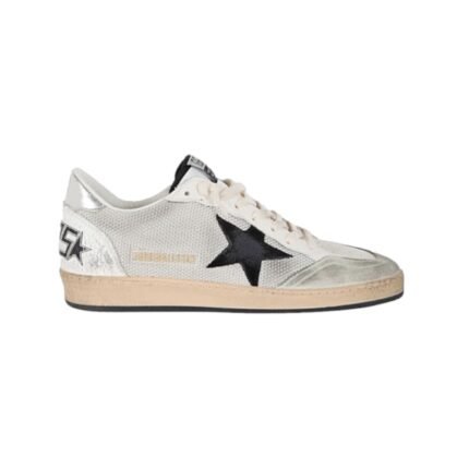 Golden Goose Men Ball Star Sneaker In White Silver Black NIB