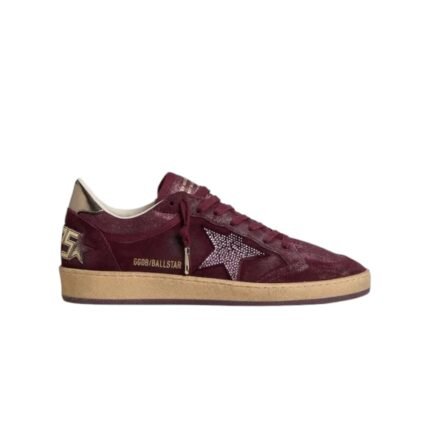 Golden Goose Ball Star Trainers In Burgundy
